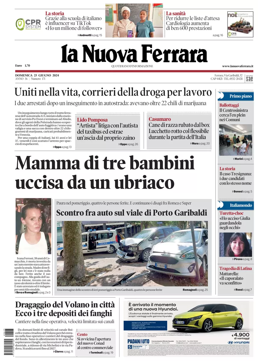 Prima-pagina-nuova ferrara-oggi-edizione-del-2024-06-23